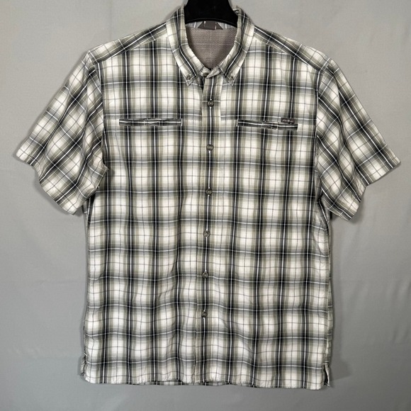 Eddie Bauer Other - Eddie Bauer Mens Grey‎ Plaid Short Sleeve Button Down Shirt Medium Hiking Mesh